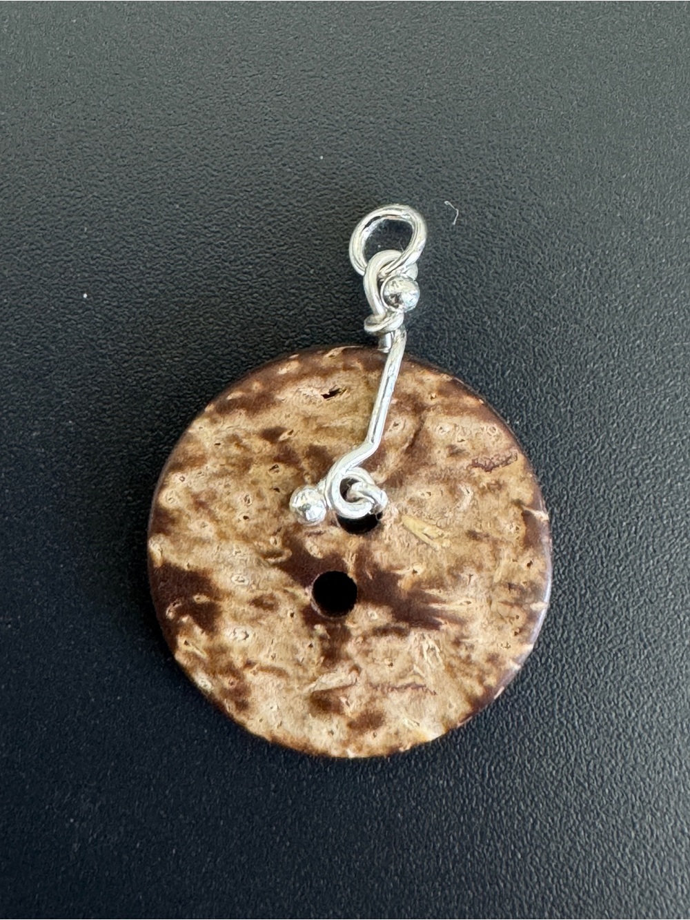 Handmade Coconut Shell Style Button Pendant Charm - Picture 6 of 11